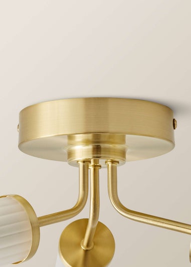 ValueLights Canya Matte Gold Semi-Flush Light with Clear Drum Shade