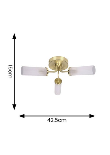 ValueLights Canya Matte Gold Semi-Flush Light with Clear Drum Shade