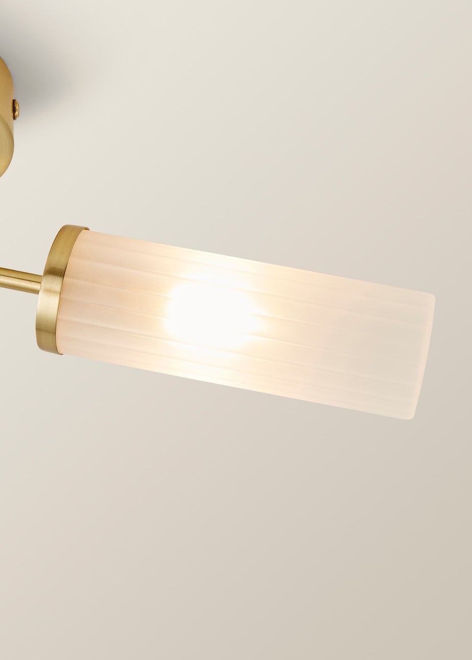 ValueLights Canya Matte Gold Semi-Flush Light with Clear Drum Shade