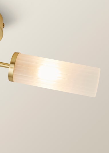 ValueLights Canya Matte Gold Semi-Flush Light with Clear Drum Shade
