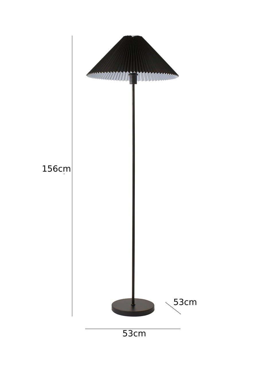 ValueLights Akira Black Floor Lamp with Black Tapered Shade (156cm x 53cm x 53cm)