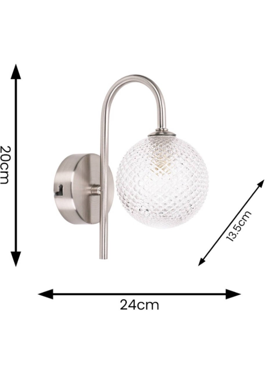 ValueLights Elle Brushed Silver Wall Light with Clear Globe Shade
