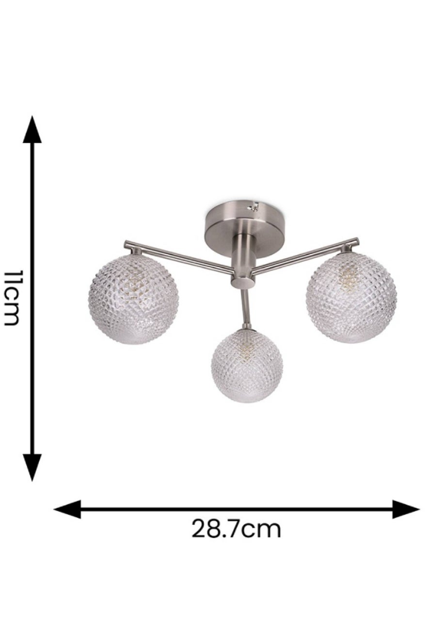 ValueLights Elle Brushed Silver Semi-Flush Light with Clear Globe Shade