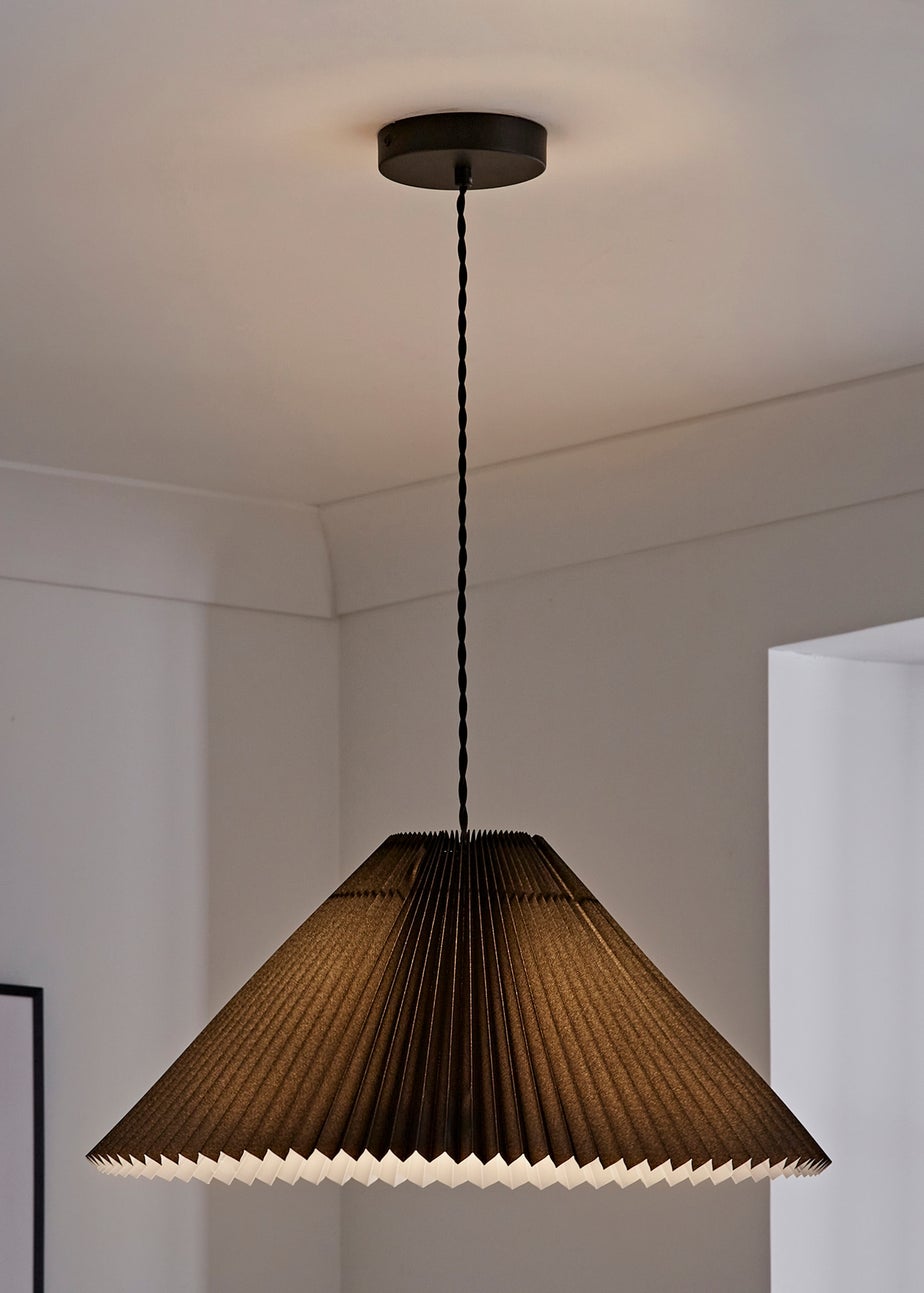 ValueLights Akira  Black Pendant Light with Grey Tapered Shade (113cm x 53cm x 53cm)