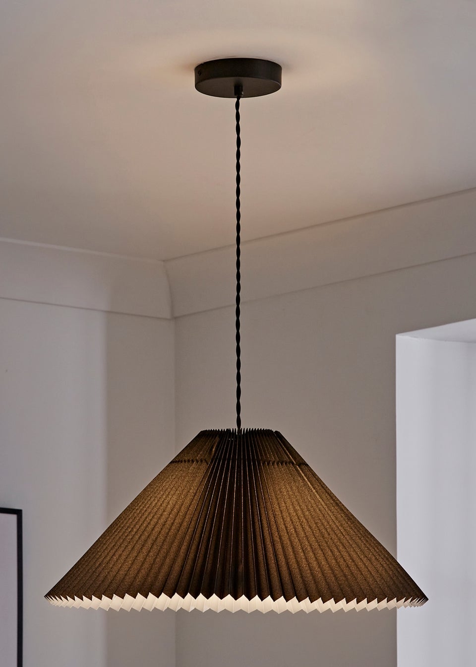 ValueLights Akira Black Pendant Light with Grey Tapered Shade (113cm x 53cm x 53cm)