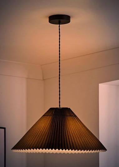 ValueLights Akira Black Pendant Light with Grey Tapered Shade (113cm x 53cm x 53cm)