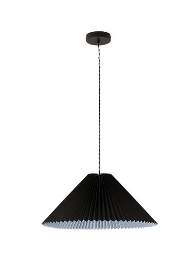 ValueLights Akira Black Pendant Light with Grey Tapered Shade (113cm x 53cm x 53cm)