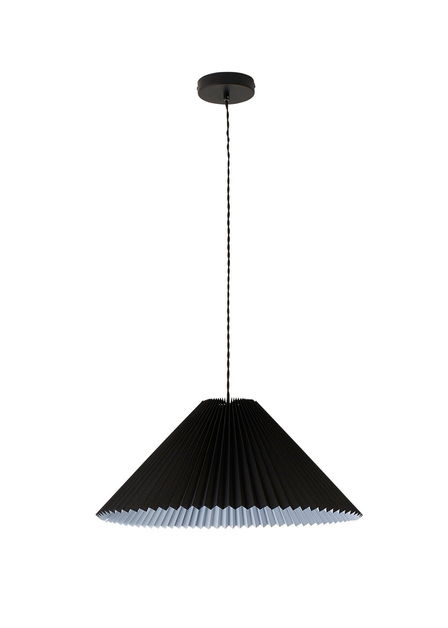 ValueLights Akira Black Pendant Light with Grey Tapered Shade (113cm x 53cm x 53cm)