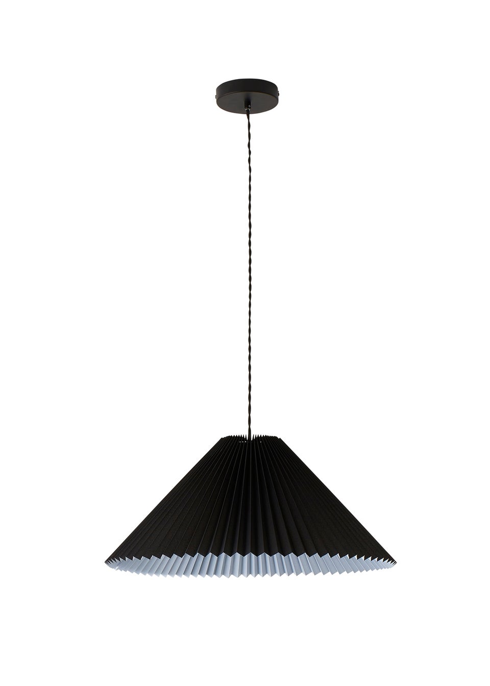 ValueLights Akira Black Pendant Light with Grey Tapered Shade (113cm x 53cm x 53cm)