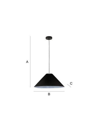 ValueLights Akira Black Pendant Light with Grey Tapered Shade (113cm x 53cm x 53cm)