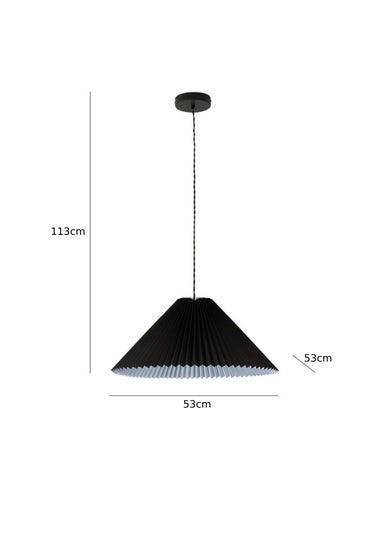 ValueLights Akira Black Pendant Light with Grey Tapered Shade (113cm x 53cm x 53cm)