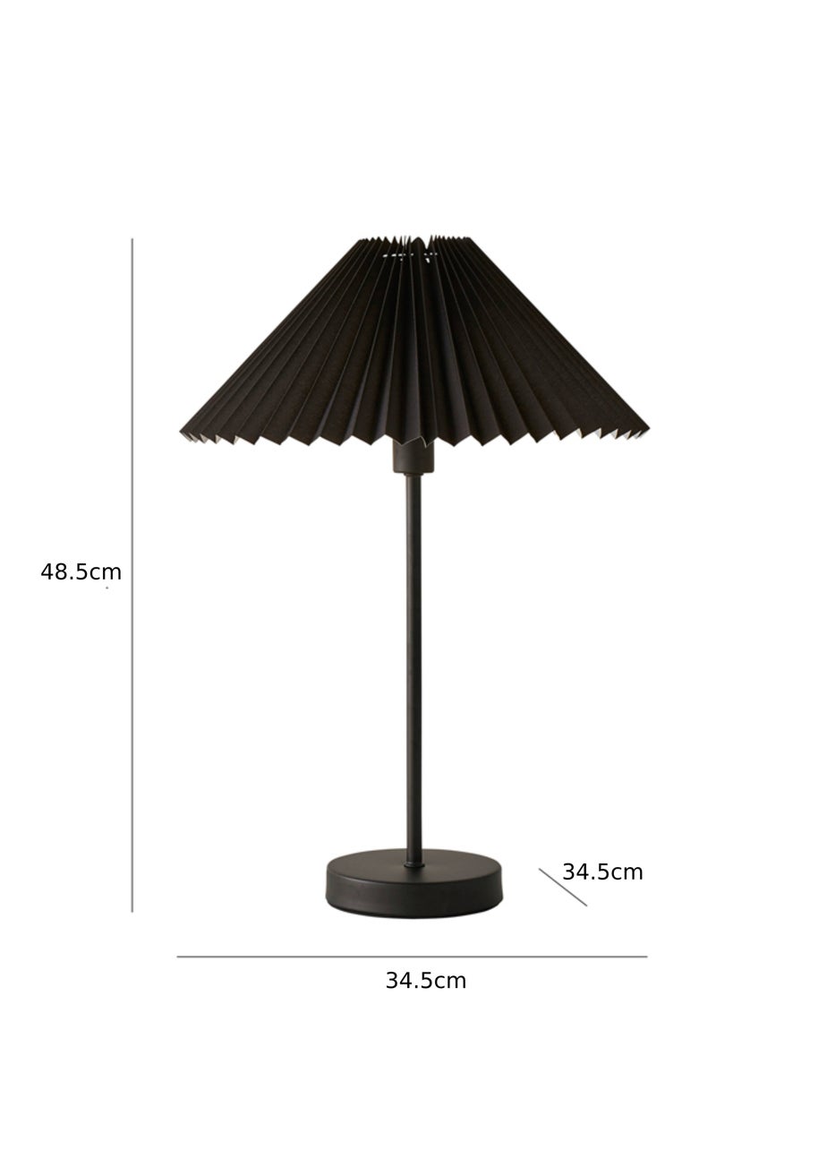 ValueLights Akira Black Table Lamp with Black Tapered Shade (48.5cm x 34.5cm x 34.5cm)