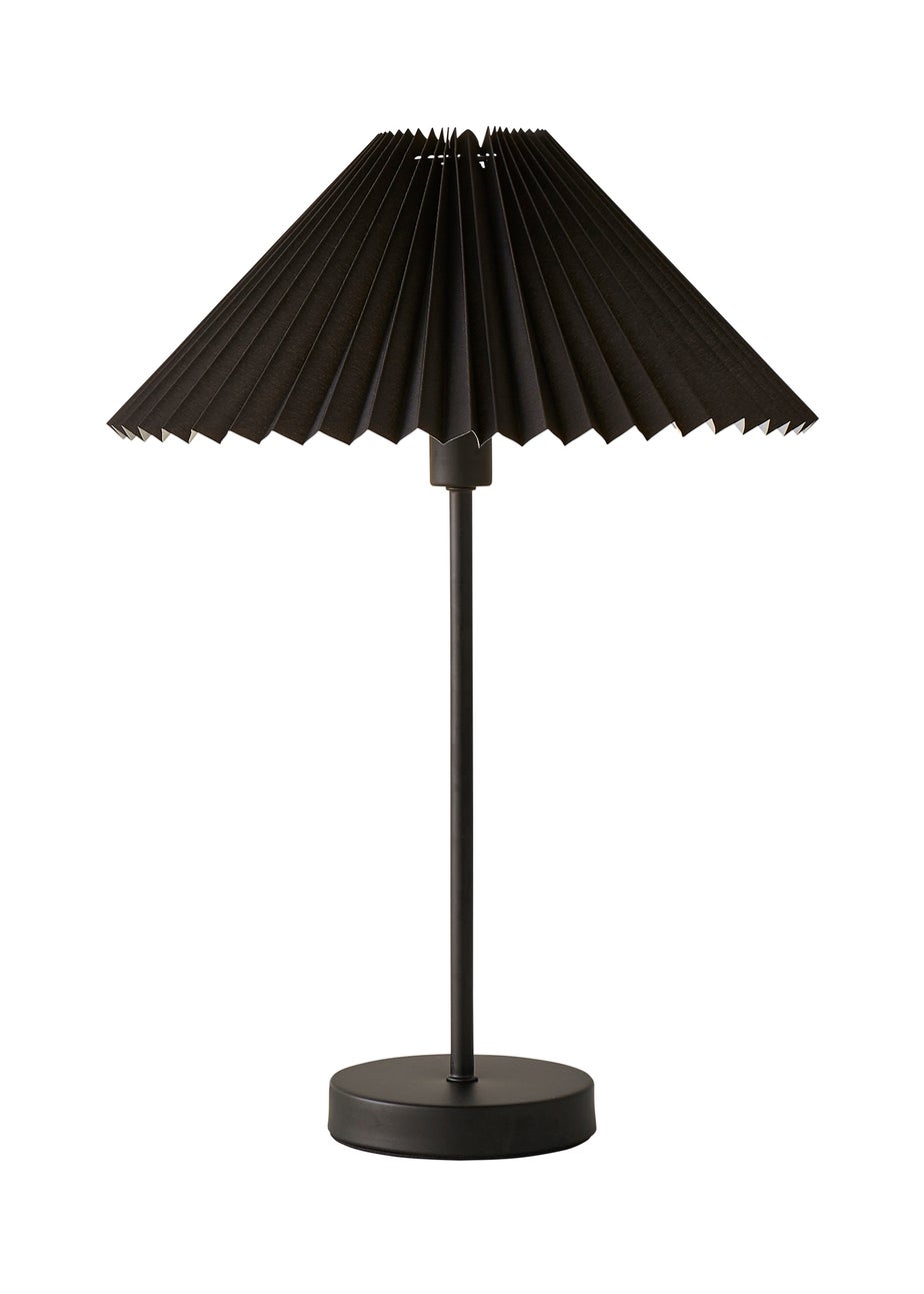 ValueLights Akira Black Table Lamp with Black Tapered Shade (48.5cm x 34.5cm x 34.5cm)