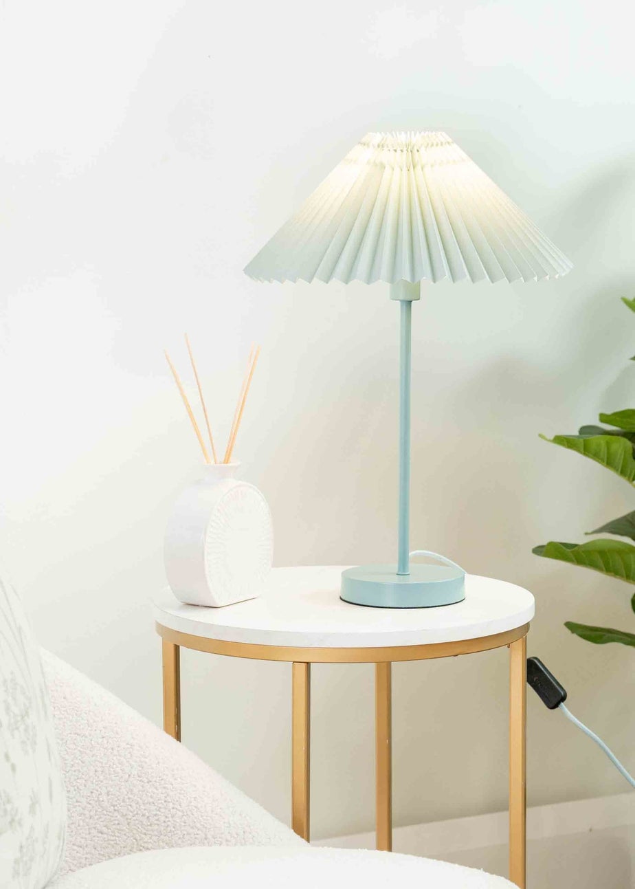 ValueLights Akira  Blue Table Lamp with Blue Tapered Shade (48.5cm x 34.5cm x 34.5cm)