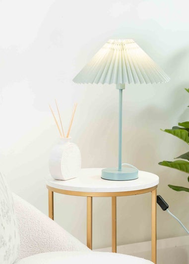 ValueLights Akira Blue Table Lamp with Blue Tapered Shade (48.5cm x 34.5cm x 34.5cm)