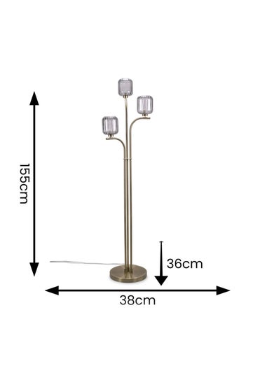 ValueLights Amelie Gold Floor Lamp with Grey Rectangular Shade
