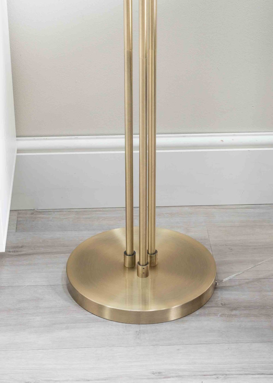 ValueLights Amelie Gold Floor Lamp with Grey Rectangular Shade