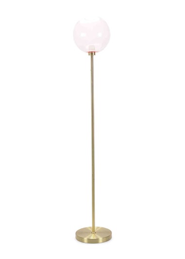 ValueLights Frenchie Gold Floor Lamp with Pink Globe Shade (150cm x 25cm x 25cm)