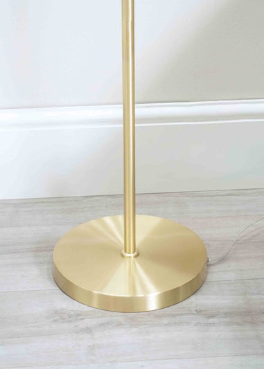 ValueLights Frenchie Gold Floor Lamp with Pink Globe Shade (150cm x 25cm x 25cm)