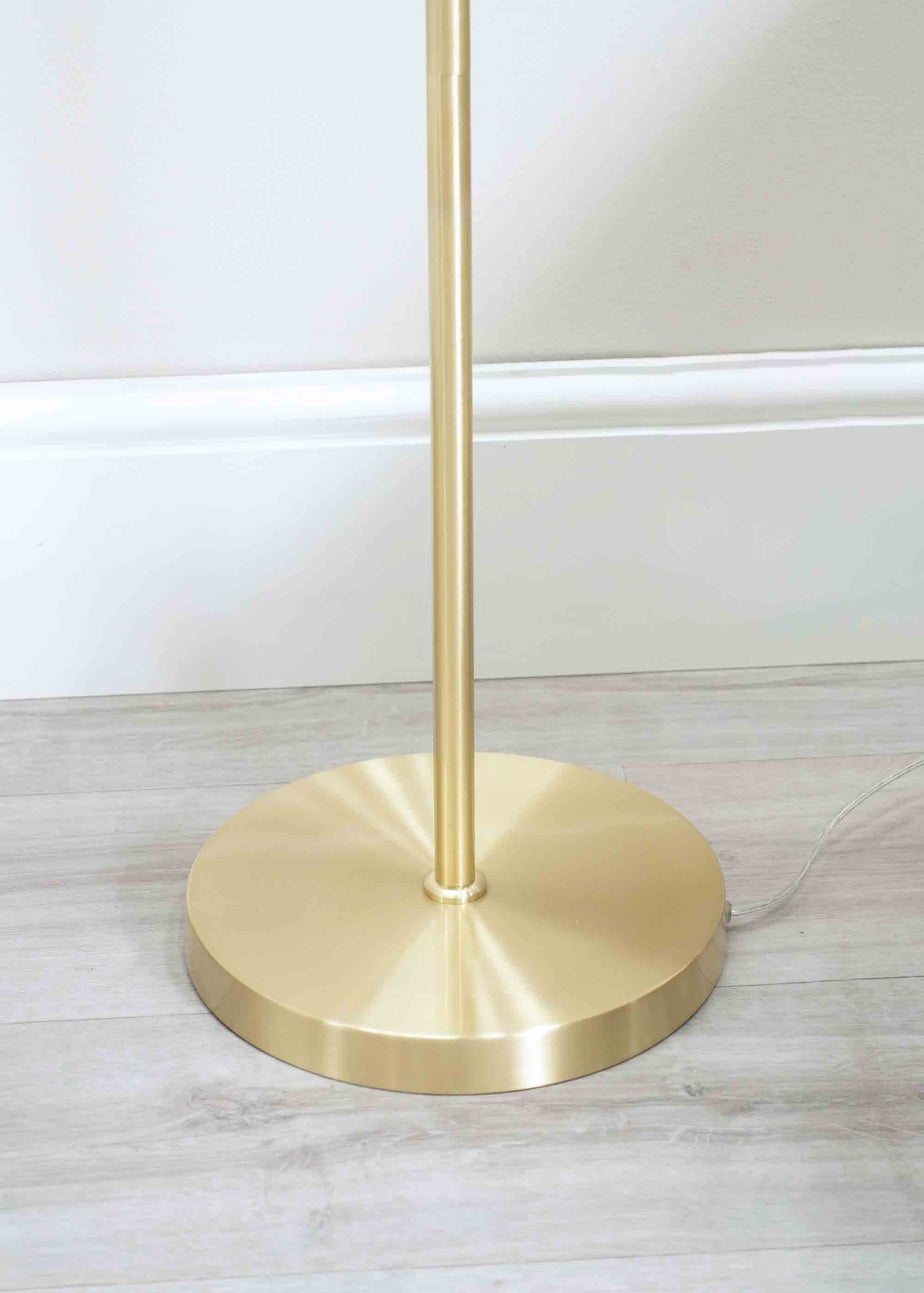 ValueLights Frenchie Gold Floor Lamp with Pink Globe Shade (150cm x 25cm x 25cm)