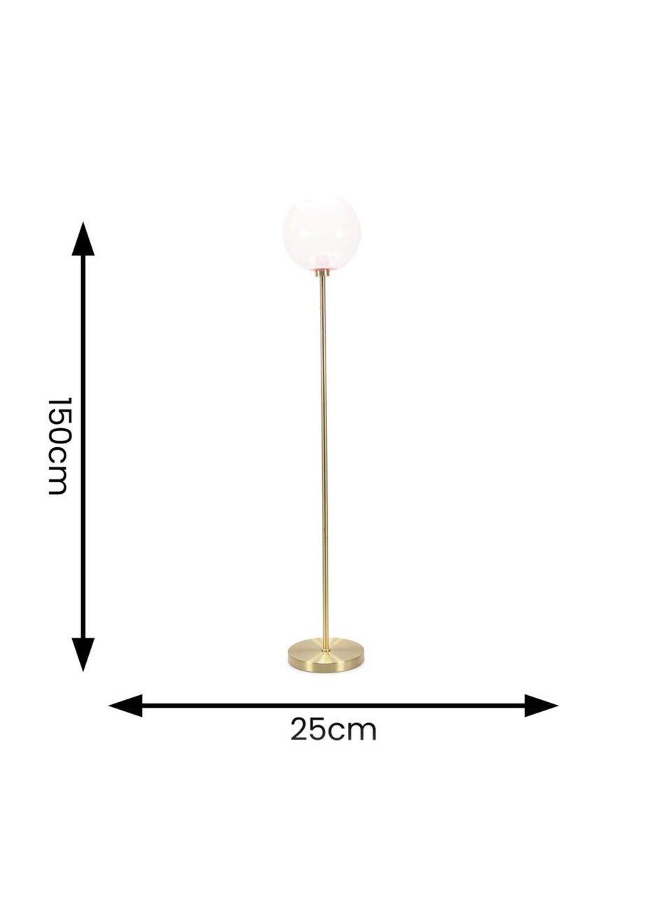 ValueLights Frenchie Gold Floor Lamp with Pink Globe Shade (150cm x 25cm x 25cm)