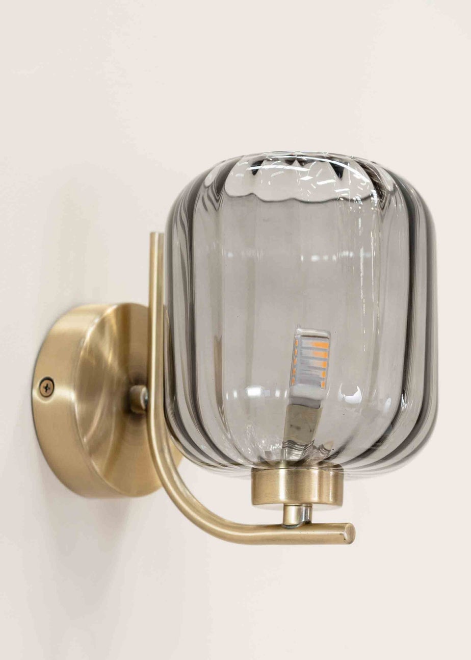ValueLights Amelie Gold Wall Light with Grey Rectangular Shade