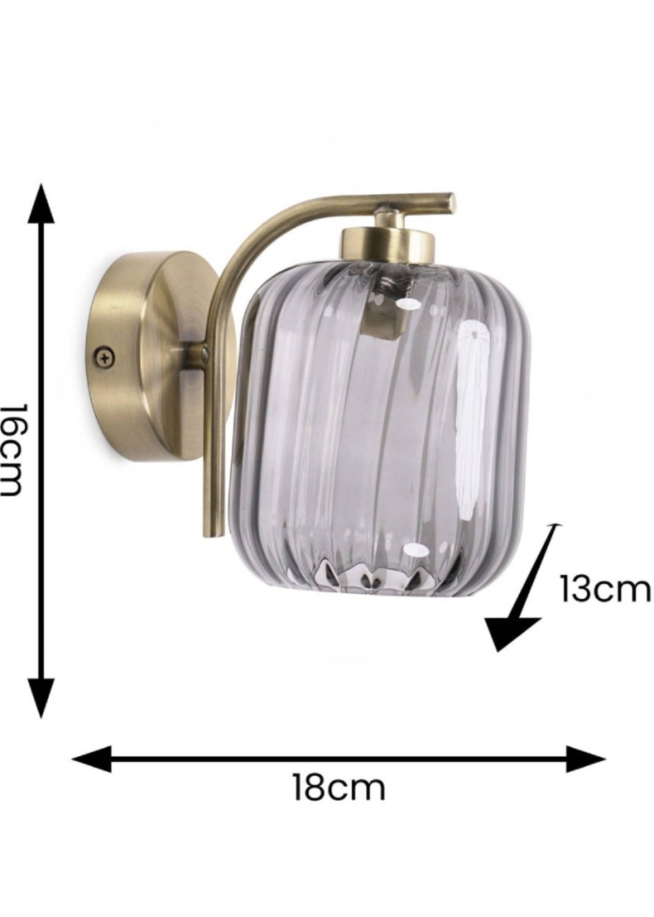 ValueLights Amelie Gold Wall Light with Grey Rectangular Shade