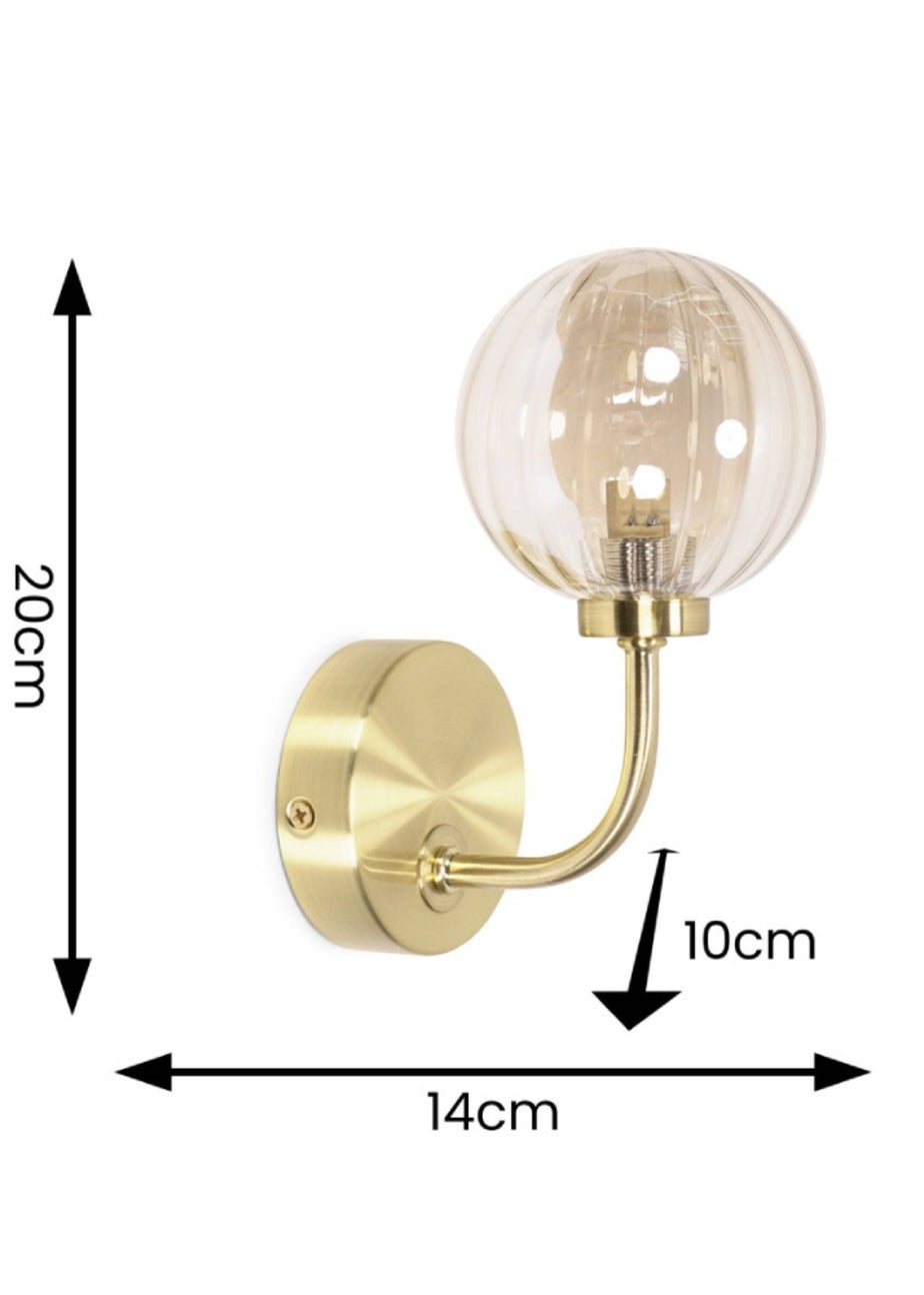 ValueLights Chessy  Gold Wall Light with Gold Globe Shade (20cm x 14cm x 10cm)
