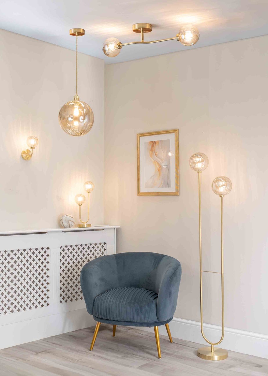 ValueLights Chessy  Gold Wall Light with Gold Globe Shade (20cm x 14cm x 10cm)