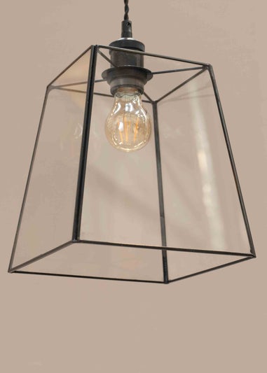 ValueLights Susie Glass Clear and Black Square Ceiling Pendant