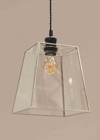 ValueLights Susie Glass Clear and Chrome Square Ceiling Pendant Shade