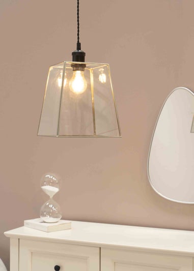 ValueLights Susie Glass Clear and Chrome Square Ceiling Pendant Shade