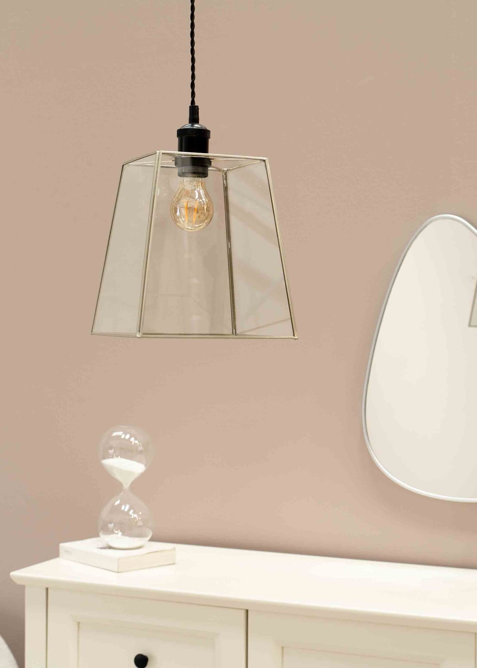 ValueLights Susie Glass Clear and Chrome Square Ceiling Pendant Shade