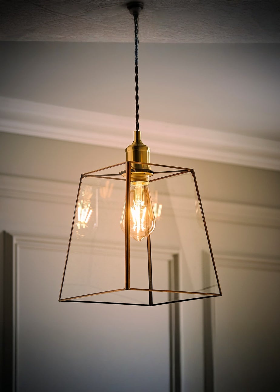 ValueLights Susie Glass Antique Brass Easy Fit Ceiling Lampshade