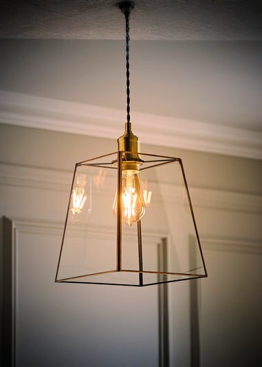 ValueLights Susie Glass Antique Brass Easy Fit Ceiling Lampshade