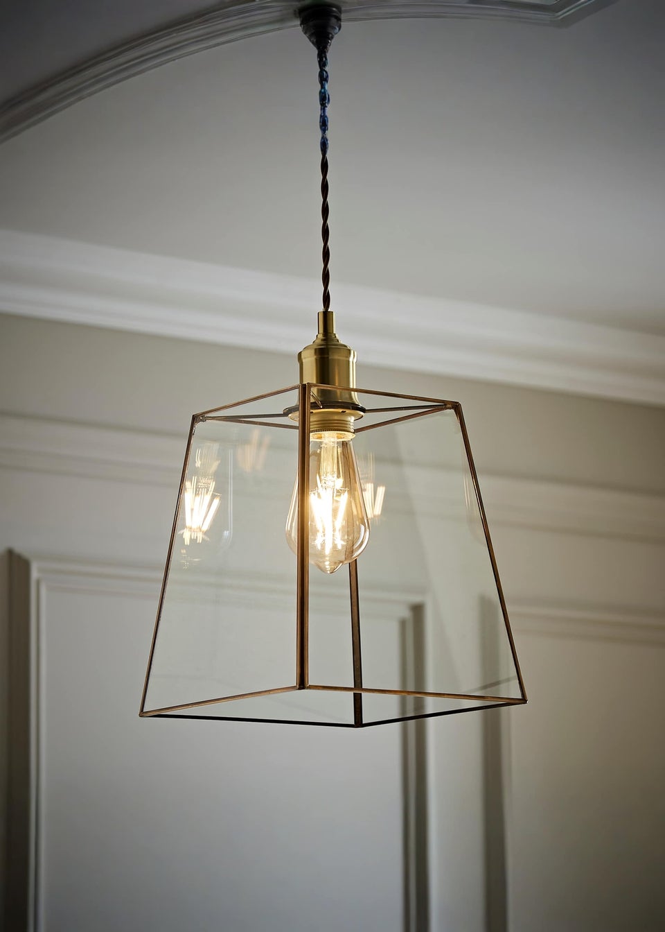 ValueLights Susie Glass Antique Brass Easy Fit Ceiling Lampshade