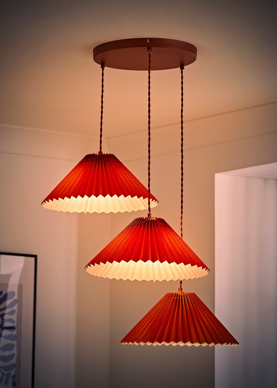 ValueLights Akira  Orange Pendant Light with Orange Tapered Shade (111cm x 57cm x 57cm)
