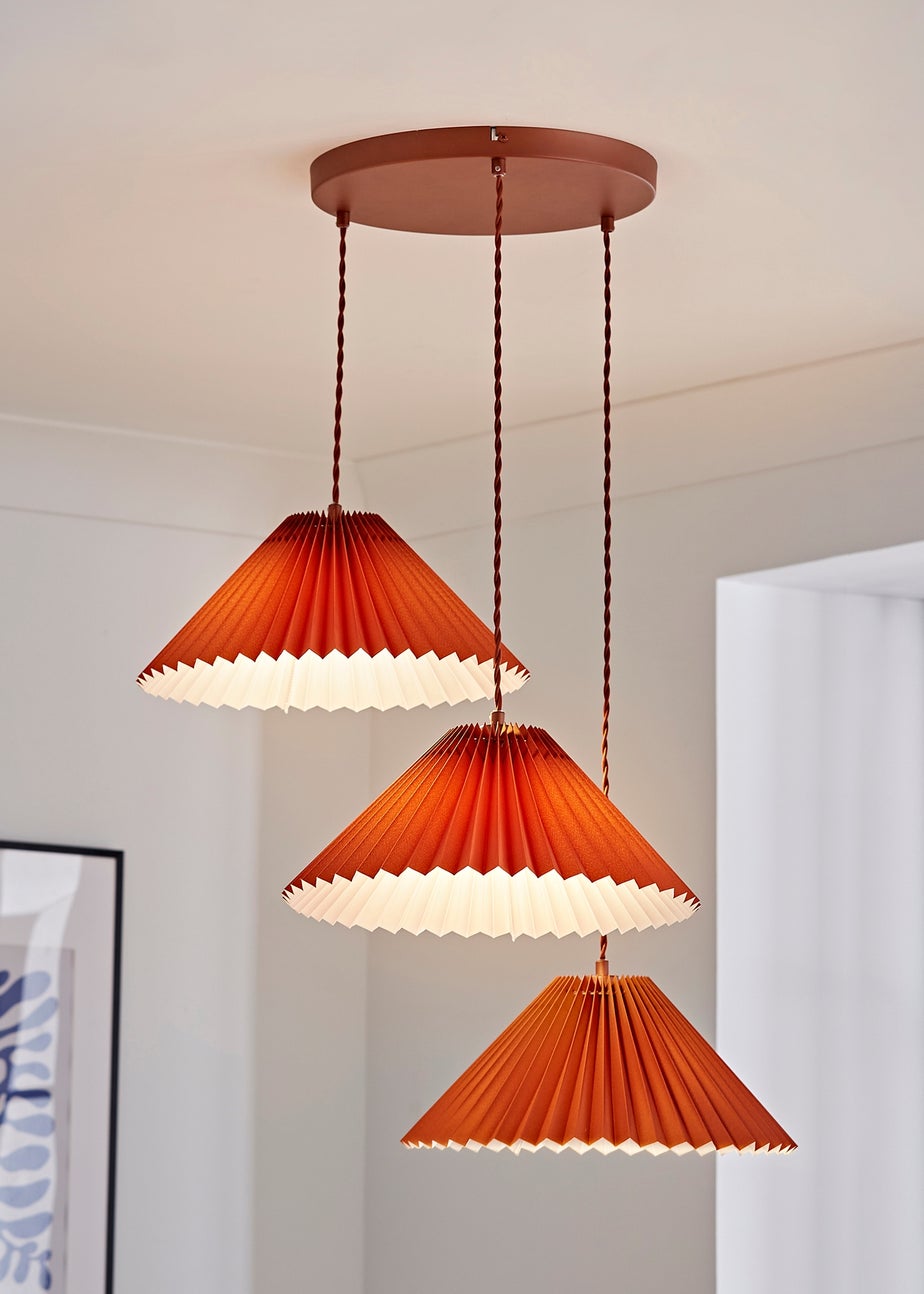 ValueLights Akira  Orange Pendant Light with Orange Tapered Shade (111cm x 57cm x 57cm)