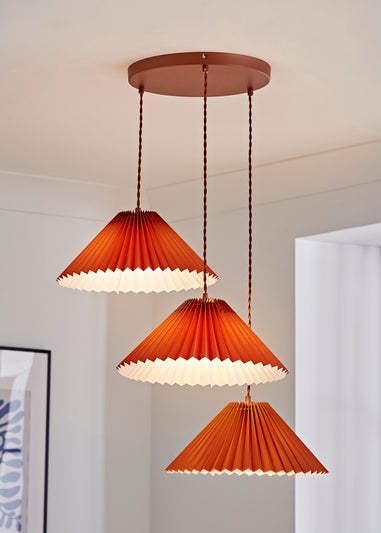 ValueLights Akira  Orange Pendant Light with Orange Tapered Shade (111cm x 57cm x 57cm)