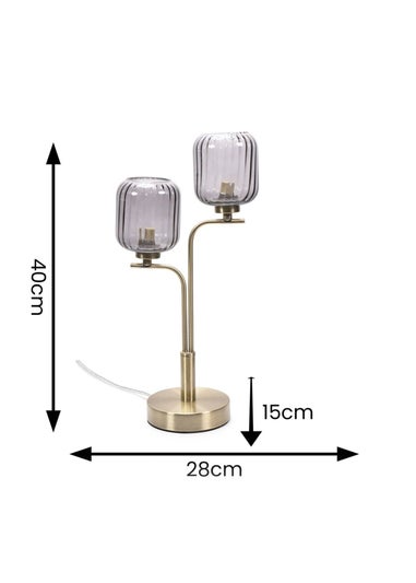 ValueLights Amelie Gold Table Lamp with Grey Rectangular Shade