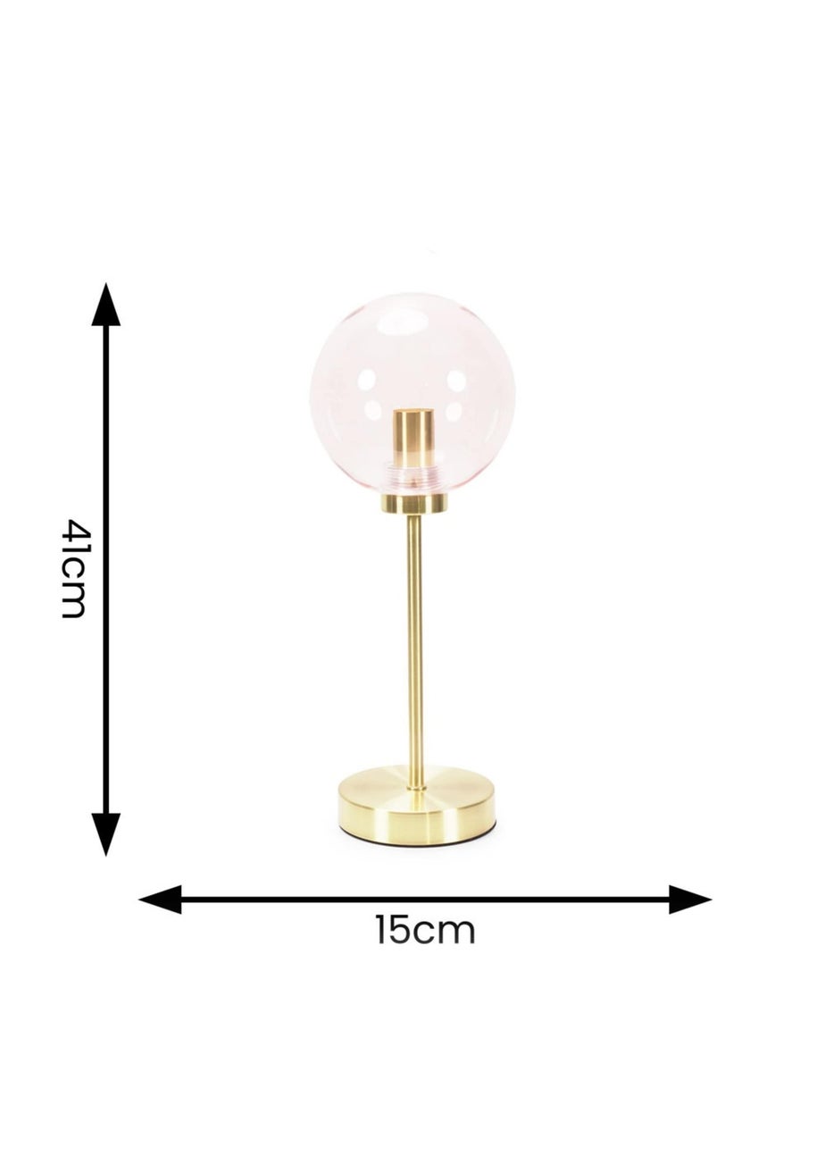 ValueLights Frenchie  Gold Table Lamp with Pink Globe Shade (41cm x 15cm x 15cm)