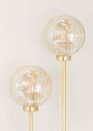 ValueLights Chessy Gold Table Lamp with Gold Globe Shade (42cm x 18.5cm x 12cm)