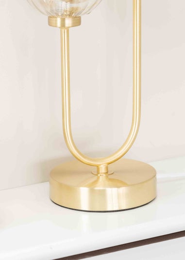 ValueLights Chessy Gold Table Lamp with Gold Globe Shade (42cm x 18.5cm x 12cm)
