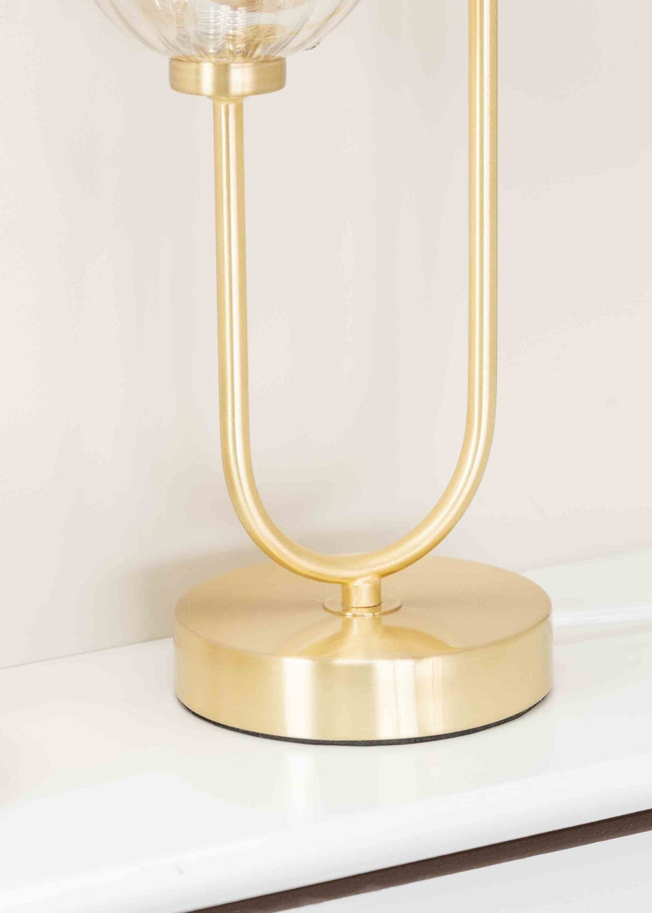 ValueLights Chessy Gold Table Lamp with Gold Globe Shade (42cm x 18.5cm x 12cm)