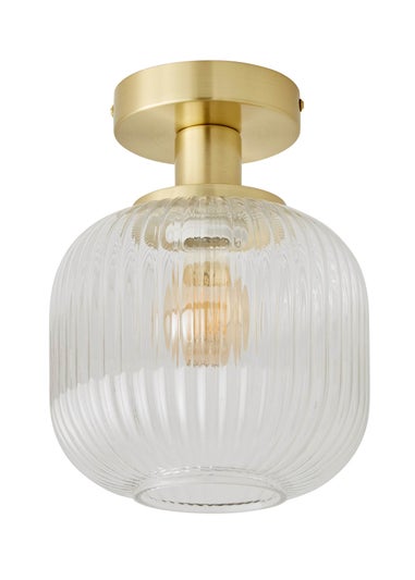 ValueLights Calpe Gold Wall Light with White Oval Shade
