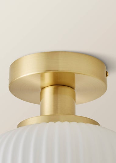 ValueLights Calpe Opal White Flush Light with White Oval Shade