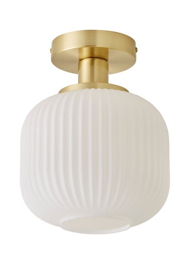 ValueLights Calpe Opal White Flush Light with White Oval Shade