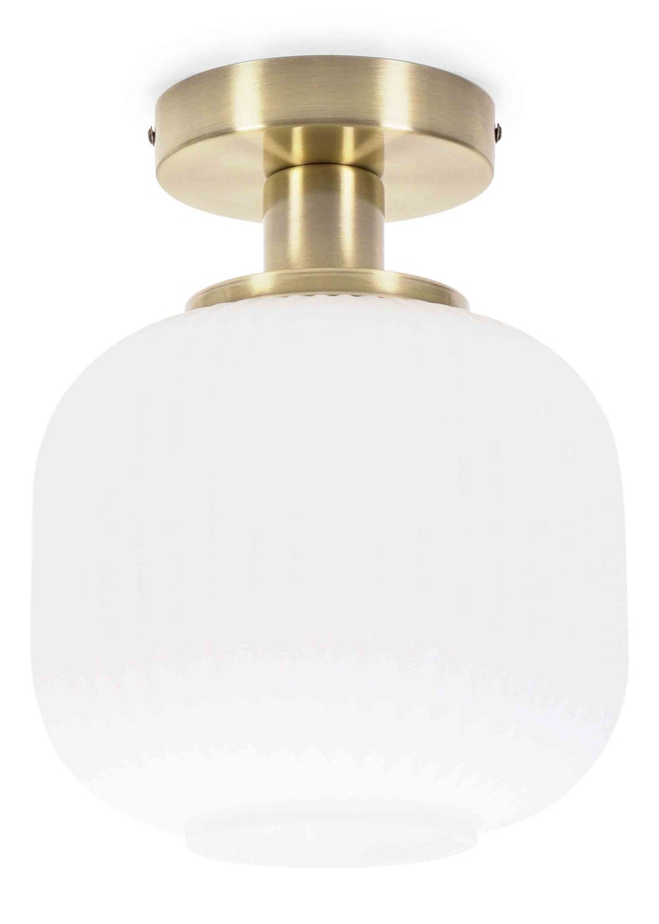 ValueLights Calpe Opal White Flush Light with White Oval Shade