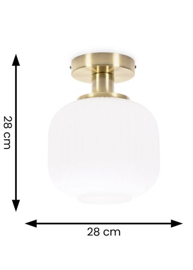ValueLights Calpe Opal White Flush Light with White Oval Shade