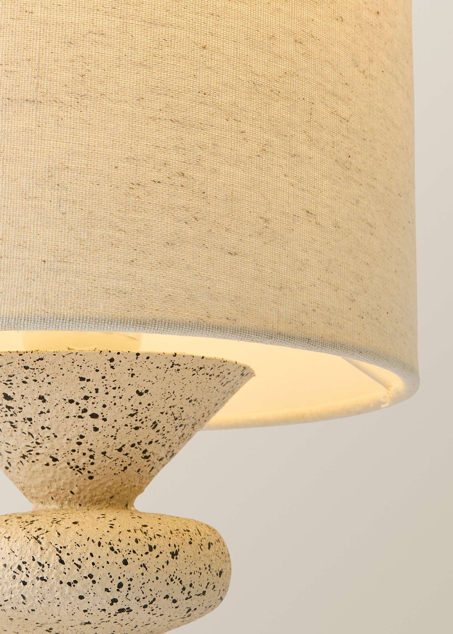 ValueLights Cady Cement Effect Natural Table Lamp with Small Drum Shade